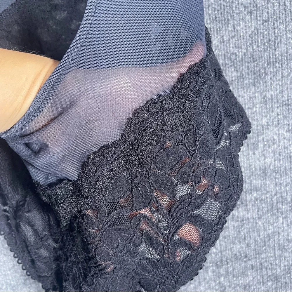 Intimately Free People Women’s Large Black Lace Body Suit Open‎ Back Deep V Neck